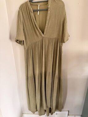 Anthropologie Olive Green Maxi Dress